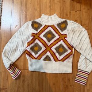 Glamorous Diamond Pattern Sweater - Cream, Brown, Red, Yellow